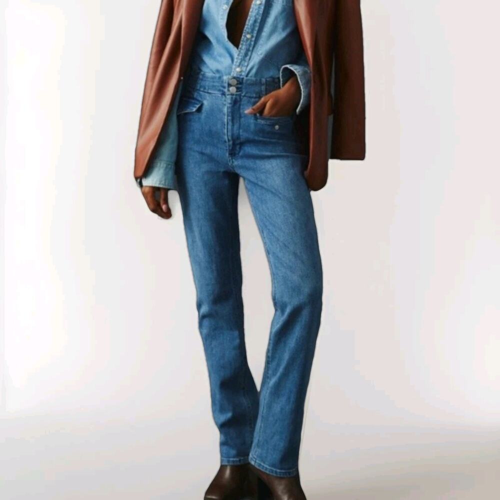 Anthropologie x Maeve High-Rise Front Flap Pockets Straight Jeans 27